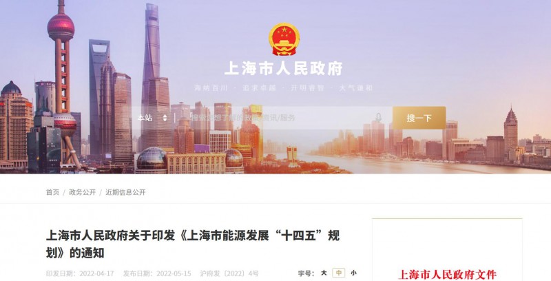 光伏新增2.7GW！上海市印發(fā)能源“十四五”規(guī)劃！